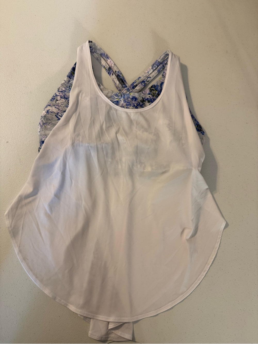 Fabletics Giselle Powertouch Light Built-In Bra Swing Tank White Luna Floral